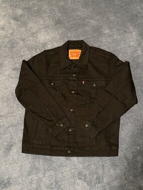 Levi's Black Denim Trucker Jacket with Red Tab